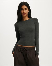 Cotton On - Sheer Layer Crew Long Sleeve Top