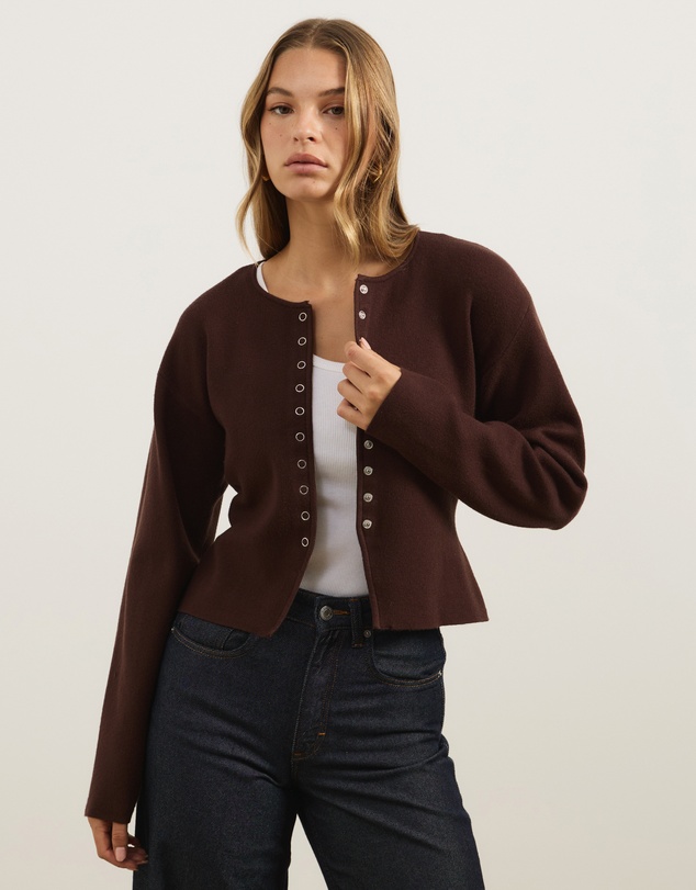 Atmos&Here - Rue Button Up Split Hem Knit Cardigan