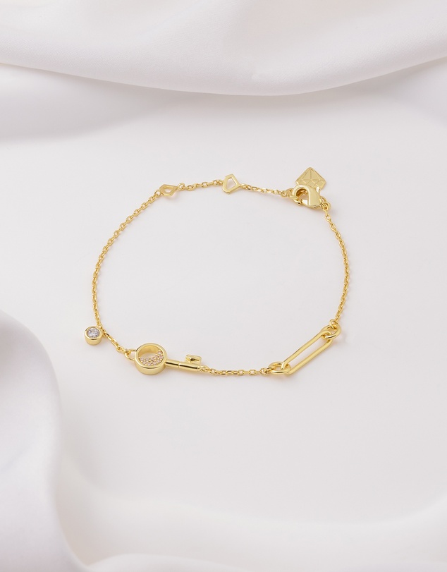 Wanderlust + Co - Crescent Key Gold Bracelet