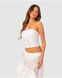 EDIKTED - Lacey Linen Look Corset