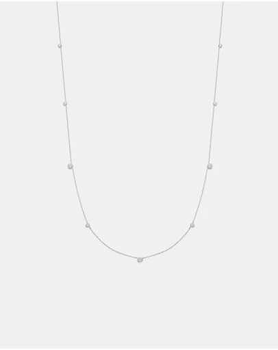 Ania Haie - Ania Haie Silver Bezel Cubic Zirconia Station Necklace