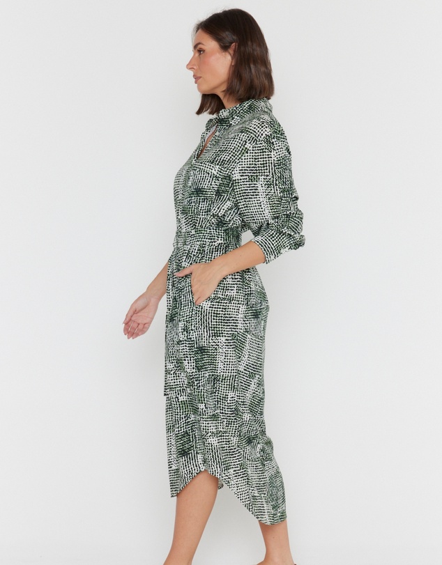 ALEXANDRA - Bantas Dress Emerald Textured Print