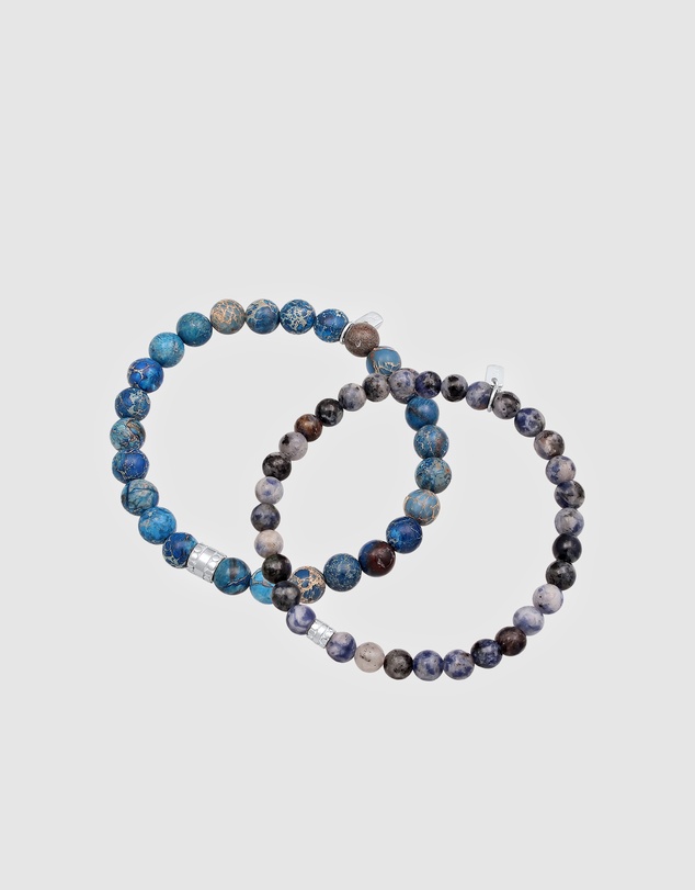 Kuzzoi - ICONIC EXCLUSIVE - Agate Bead Bracelet Set with 925 Silver Elements