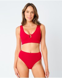UNE PIECE - High-Waisted Crinkle Cut Bikini Bottom
