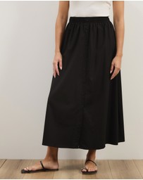 Atmos&Here - Darla Linen Blend Button Midi Skirt