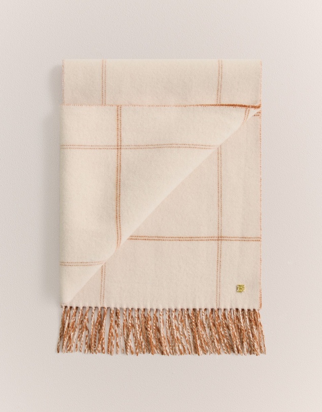 Trenery - Wool Check Reversible Scarf in Marshmallow