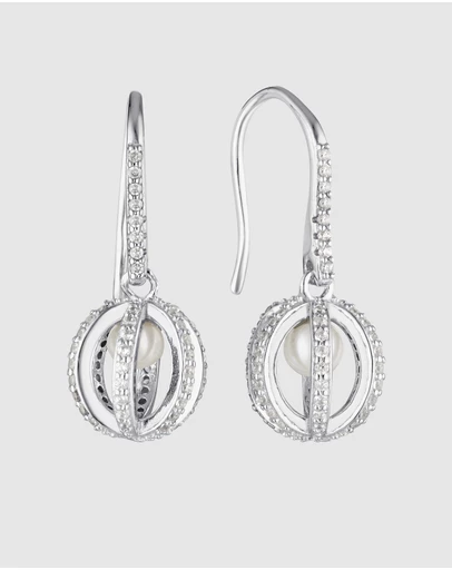 Georgini - Majesty Freshwater Pearl And Cubic Zirconia Earrings Silver