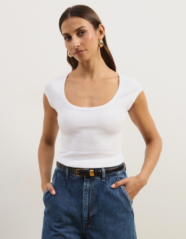 Atmos&Here - Scoop Neck Ribbed T-Shirt