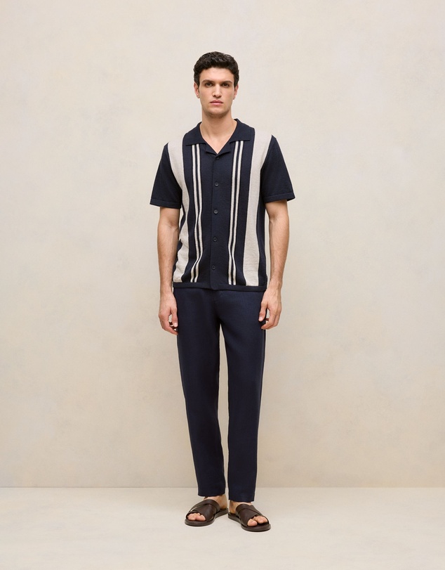 Trenery - Linen Tailored Relaxed Pant in Navy