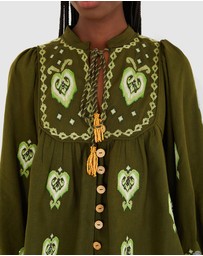 Farm Rio - Green Embroidered Blouse