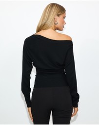 Dazie - Coffee Run Off Shoulder Knit Top