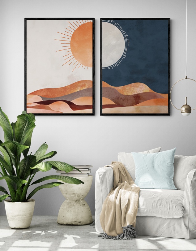Inka Arthouse - Moon Desert Set of 2 Art Prints