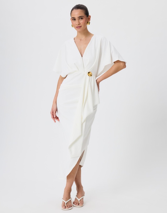 Tussah - Vivian Flutter Sleeve Ruffle Detail Midi Dress