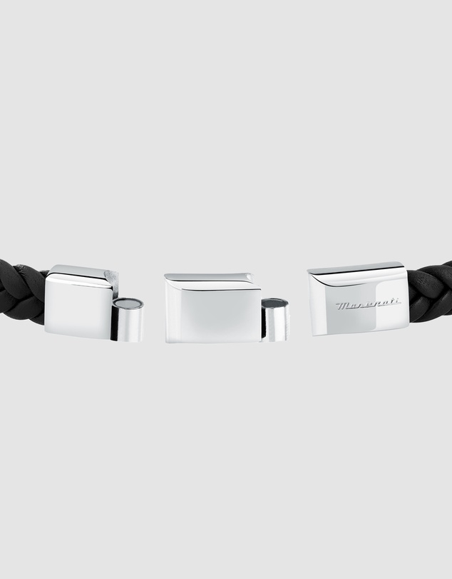 Maserati - Maserati Men's Gun Metal Leather Bracelet