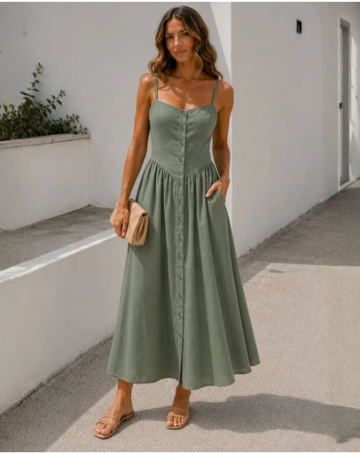 Esther & Co - Kiernan Dress - Olive Grove