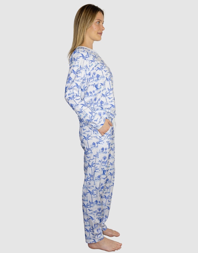 Sant And Abel - Women's Skydog Toile Blue Jersey Long PJ Set