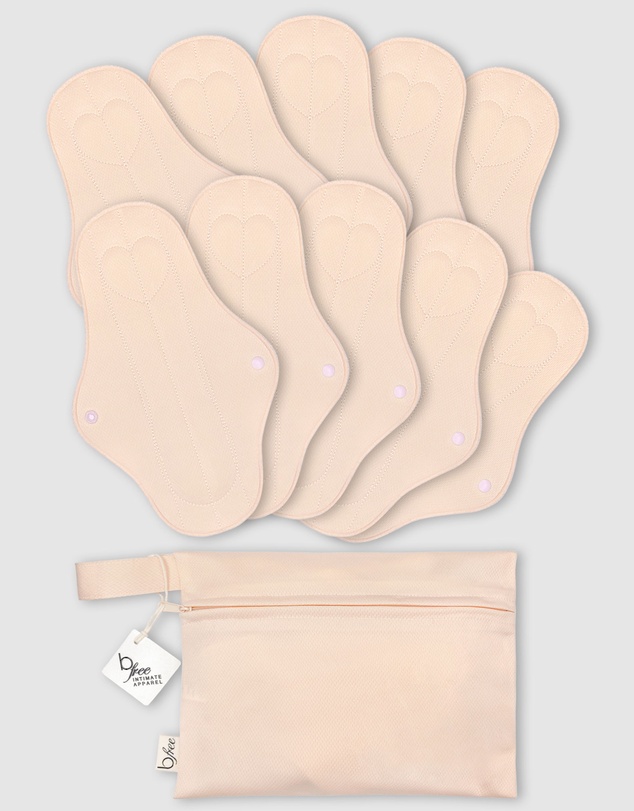 B Free Intimate Apparel - Ultra Thin Long Reusable Panty Liner With Wings - 10 Pack