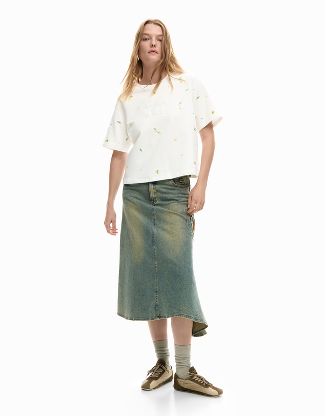 Desigual - T-shirt with logo appliqués