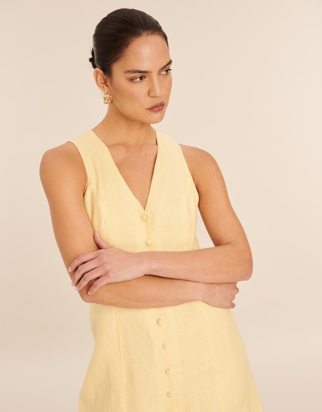 AERE - Linen Button Down Midi Dress