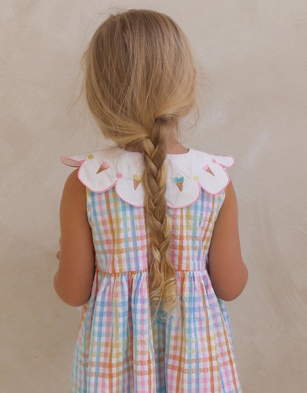 Huxbaby - Ice Cream Rainbow Check Collar Dress - Babies-Teens