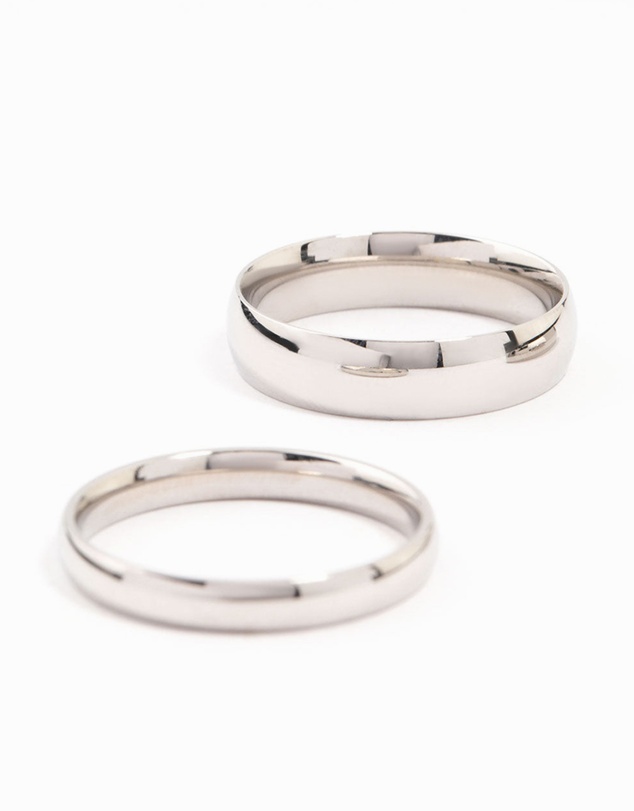 Lovisa - Waterproof Stainless Steel Plain Band Rings 3-Pack