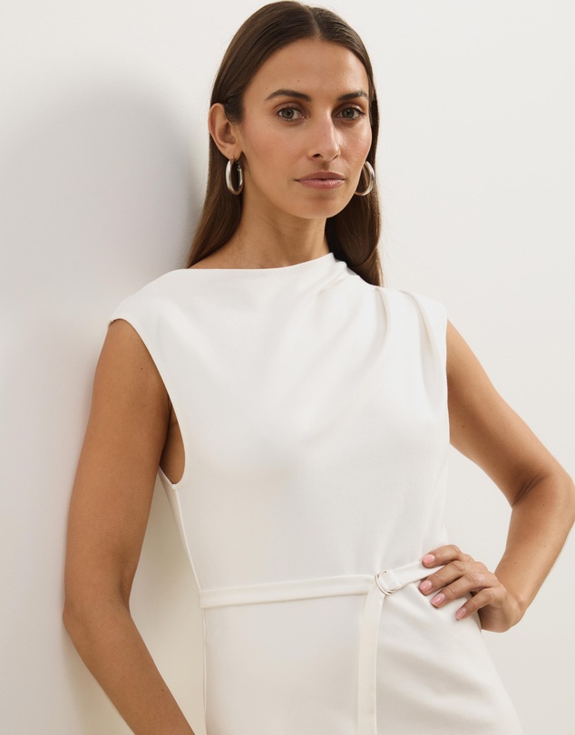 Atmos&Here - Luna Slash Neck Midi Ponte Dress