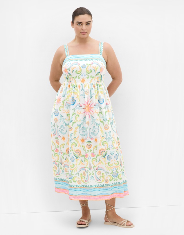 City Chic - Plus size Calissa Seascape Print Maxi Dress - light blue