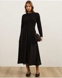 Atmos&Here - Blair Long Sleeve Cardigan Knit Midi Dress