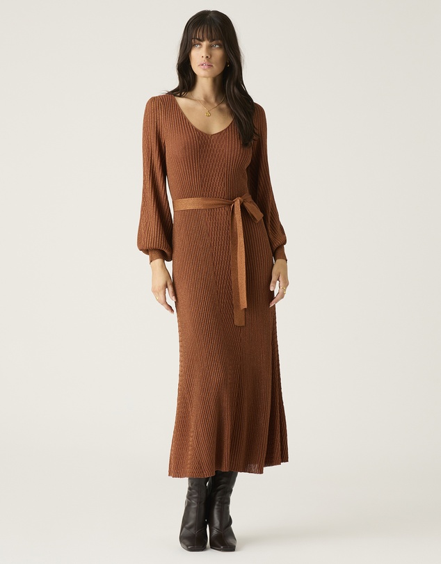 MOS The Label - Scarlet Knit Pattern Midi Dress 