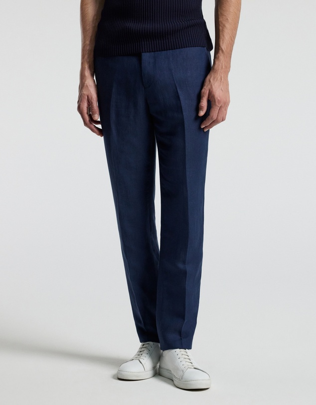 Calibre - Textured Linen Blend Pants Denim Blue
