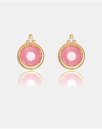 Georgini - Natural Ruby And Two Natural Diamond July Gold Earrings
