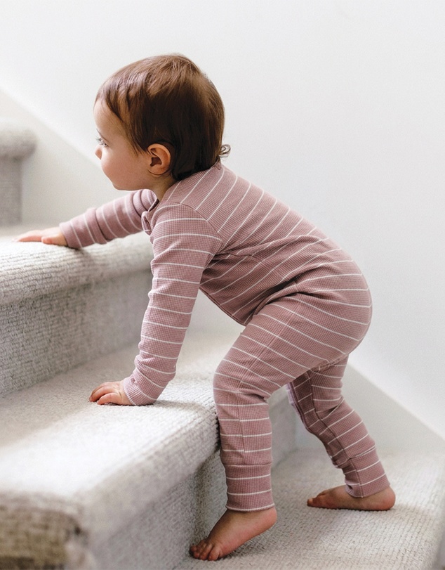 Kynd Baby - Organic Cotton Waffle in Woodrose Stripe