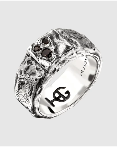 Haze & Glory - ICONIC EXCLUSIVE - Ring Men Crystal Signet Band 925 Sterling Silver