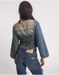 ONE TEASPOON - Denim Frill Backless Crop Top - Lucia Blue