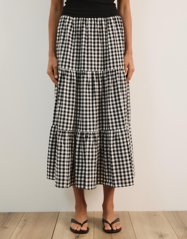 Atmos&Here - Ellison Tiered Gingham Skirt
