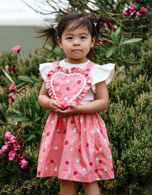 Kynd Baby - Miffy Heart Pinafore in Strawberry