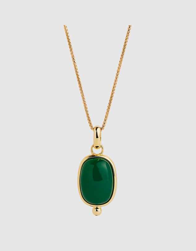 Najo - Fleur Yellow Gold Green Onyx Necklace (45cm+ext)
