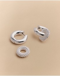 Trenery - Rava Drop Hoop Earrings in Silver