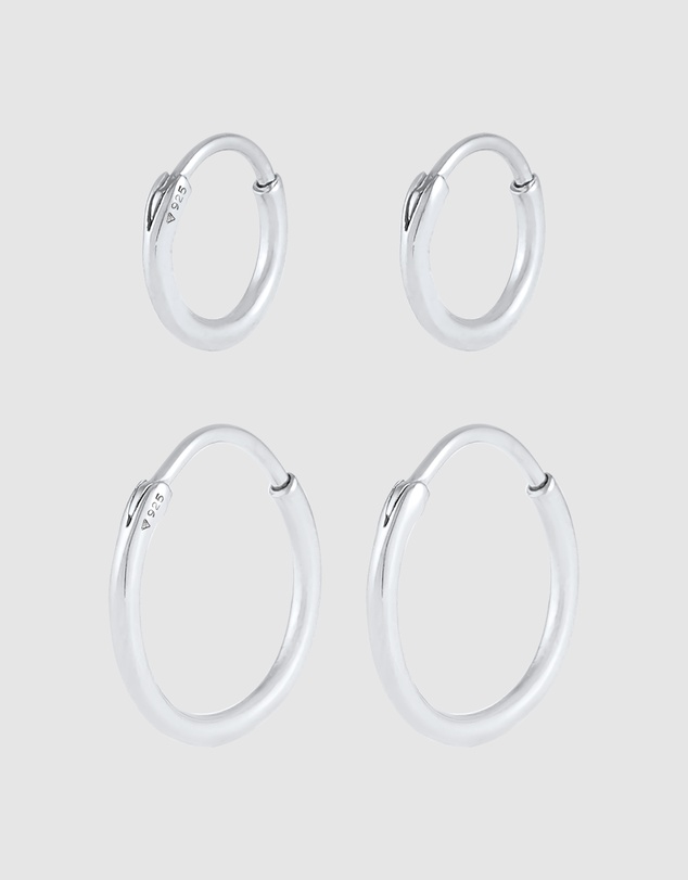 Kuzzoi - ICONIC EXCLUSIVE - Earrings Creole Set Duo Basic in 925 Sterling Silver