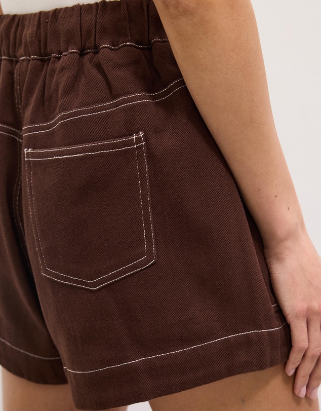 The Fated - Becky Contrast Stitch Twill Shorts