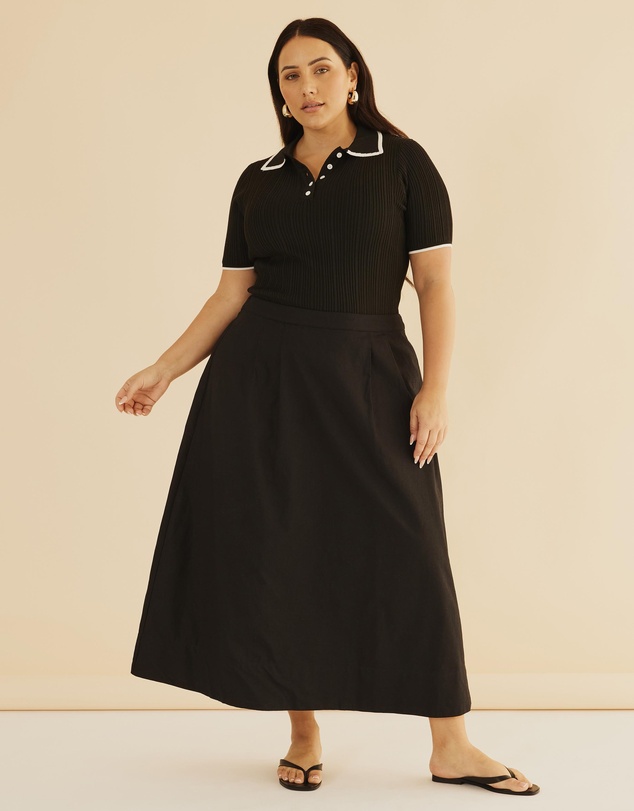 Atmos&Here Curvy - Olaria Contrast Knit Top
