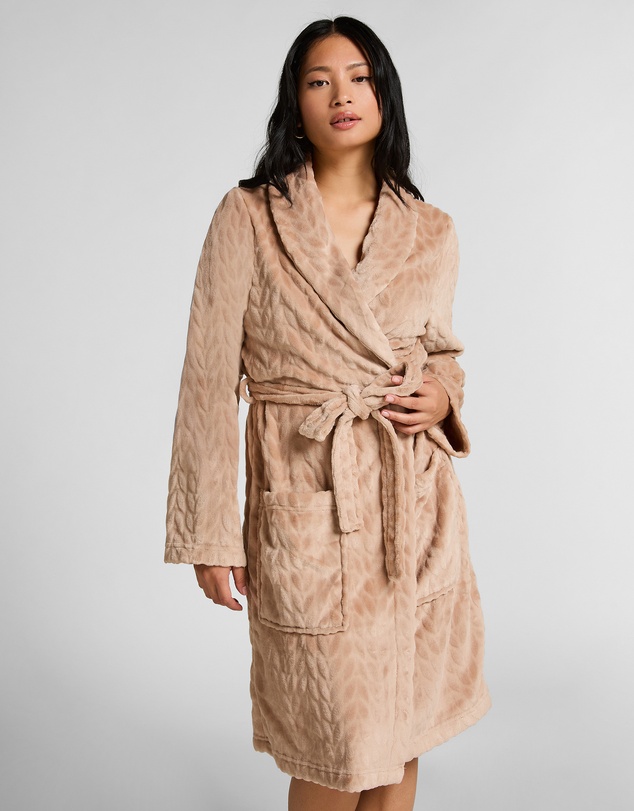 Hunkemoller - Cable Flannel Short Robe