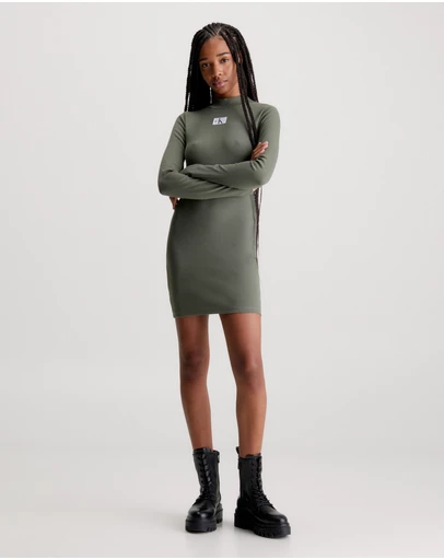 Calvin Klein Jeans - Slim Ribbed Long Sleeve Dress