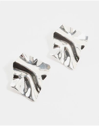 Lovisa - Silver Plated Warped Metal Stud Earrings