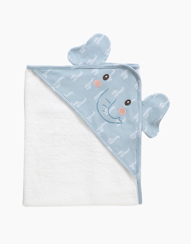 Living Textiles - Organic Hooded Towel - Wild Safari/Elephant