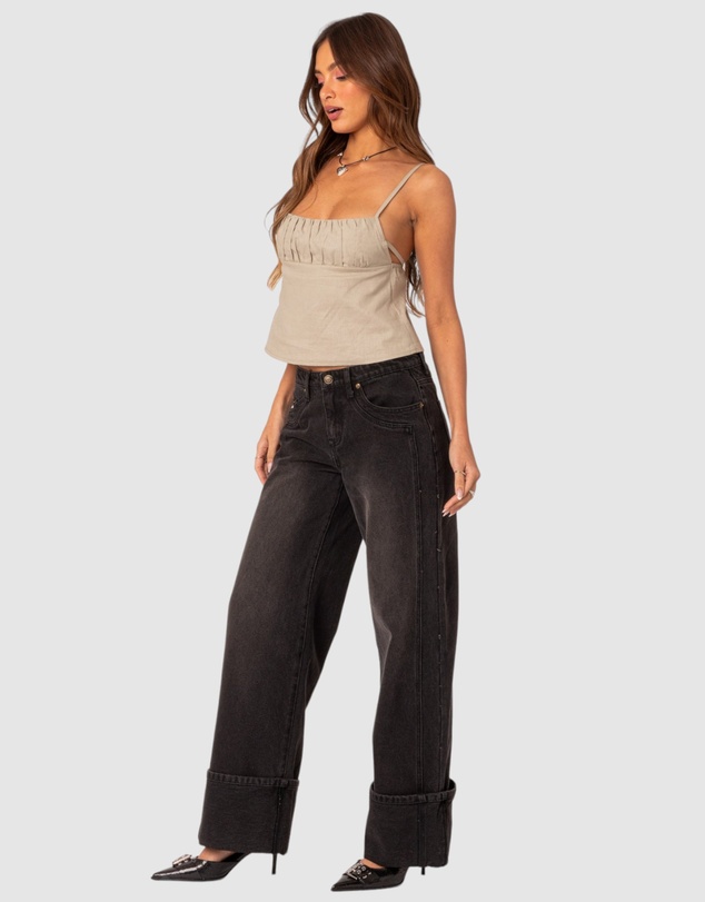 EDIKTED - Linen Look Open Back Top