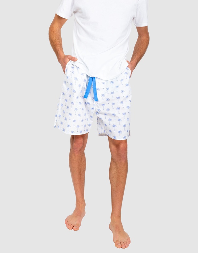 Sant And Abel - Men's Blue Palm Tree Sleep Shorts