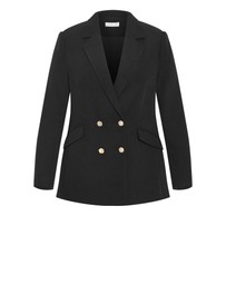 City Chic - Plus size Ella Double Breasted Relaxed Blazer - black