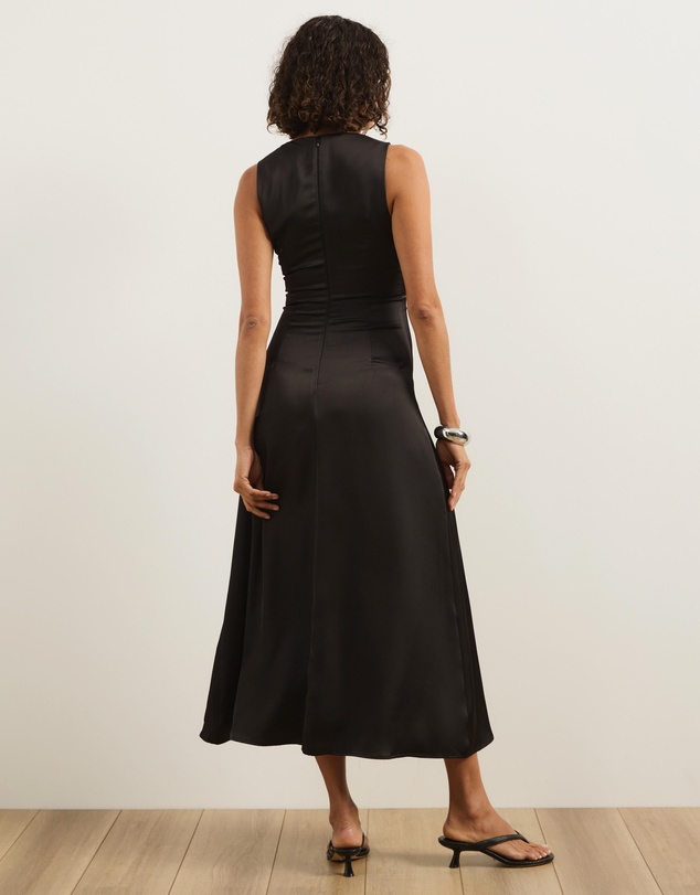Atmos&Here - Gia Satin Midi Dress With Lace Detail
