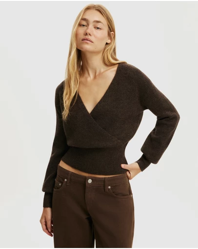 Cotton On - Softest Luxe Mock Wrap Knit Top